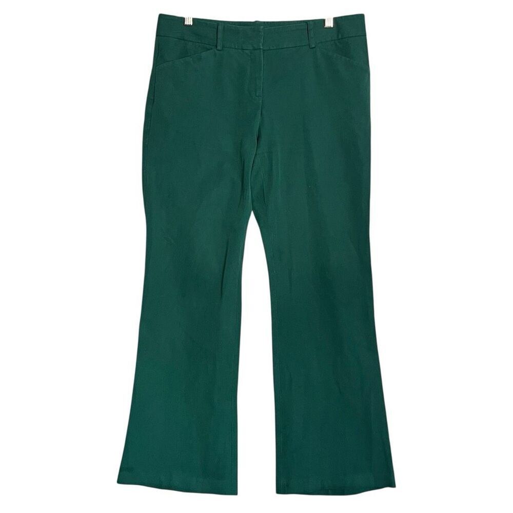 THEORY Jade Green Straight Leg Pants Womens 10 Stretch Work Career Made in USA